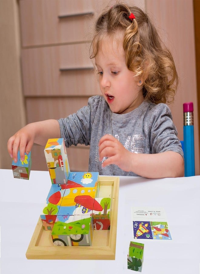 Aykzaqe 24 Jigsaw Puzzle Designs Cube Wooden Puzzles with Storage Tray,Toddler Kids Puzzles Ages 3 4 5 6,Educational Learning Montessori Toys for 3 4 5 Year Old - Image 2